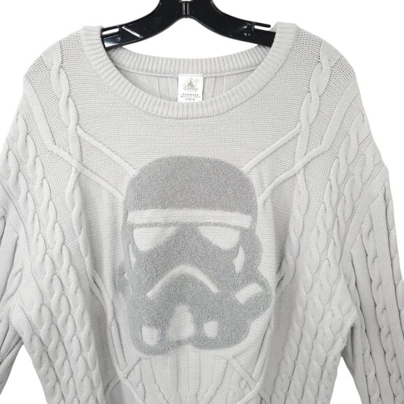 Disney Star Wars Stormtrooper Cable Knit Sweater Adult XL Long Sleeve Gray - Picture 10 of 16